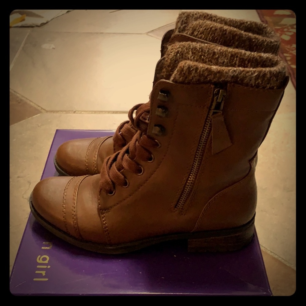 Warm brown leather boots
